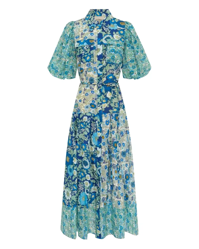 ALEMAIS Maxikleid mit Puffärmeln - Blau Blau