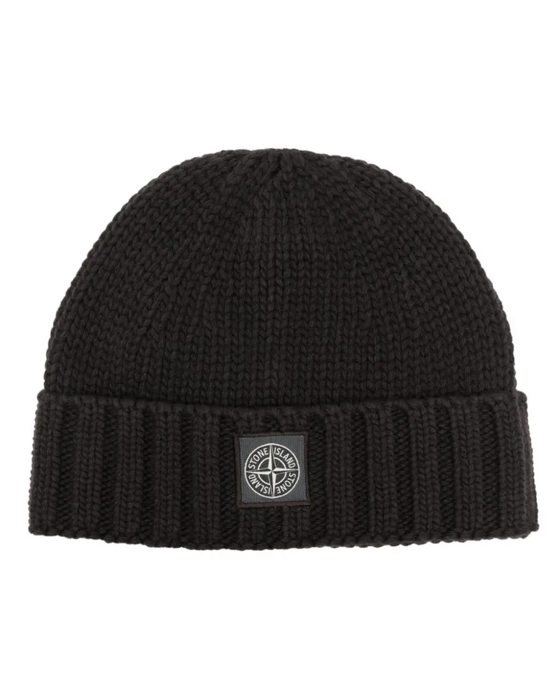 Stone Island Beanie mit Kompass-Patch Grau