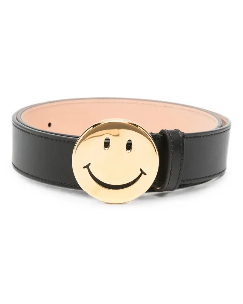 Moschino Smiley leather belt - Schwarz Schwarz