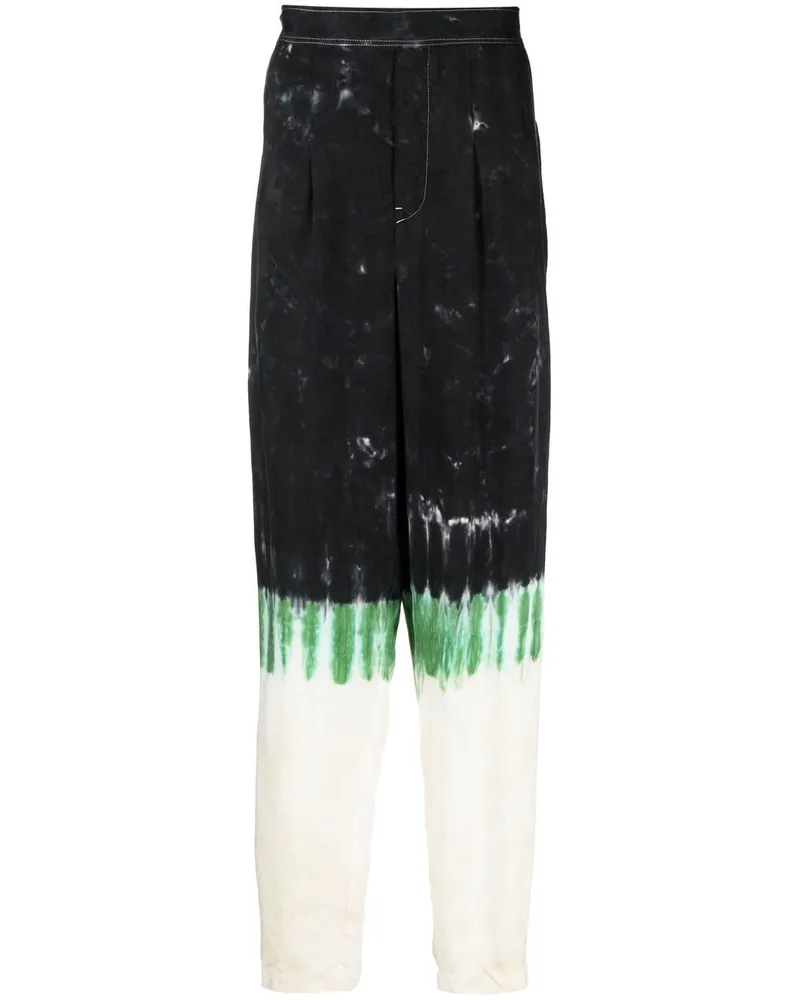 Toga Straight-Leg-Hose mit Batikmuster Schwarz