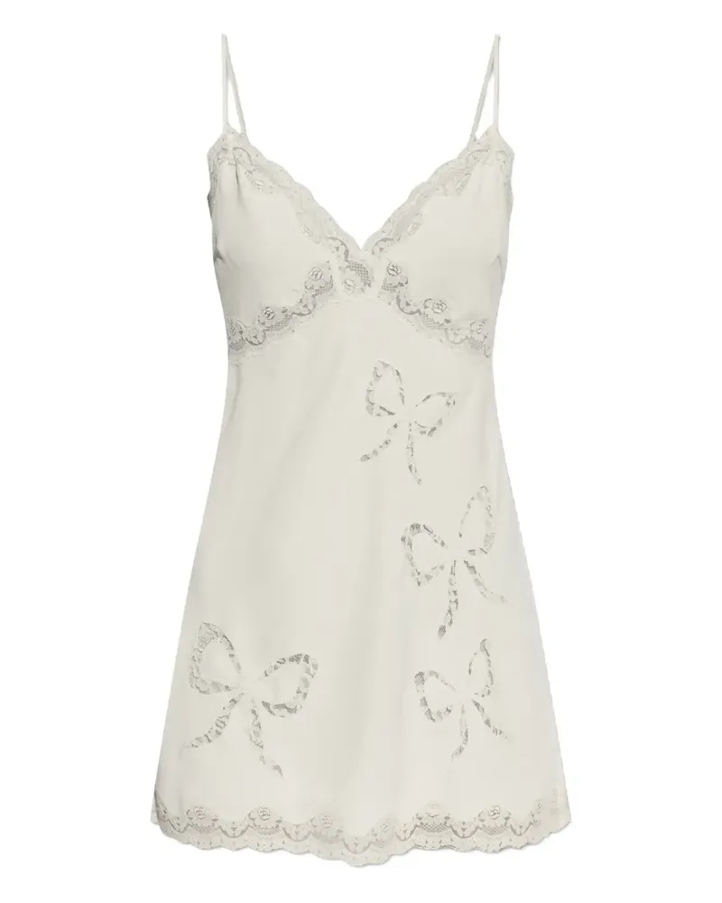 LoveShackFancy Cori lace bow mini dress - Weiß Weiß