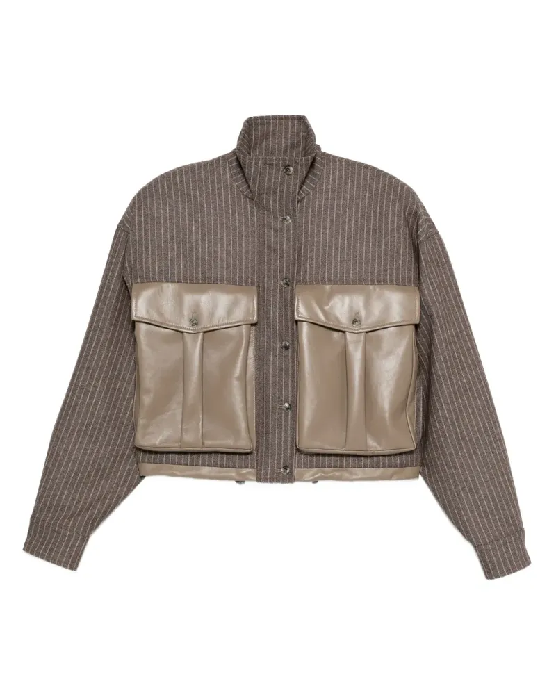 THE MANNEI Nadelstreifen-Jacke mit Klappentasche - Braun Braun