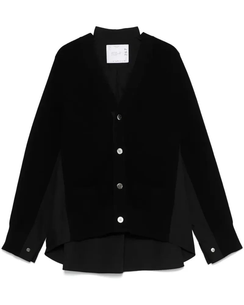 Sacai Cardigan mit Kontrasteinsätzen - Schwarz Schwarz