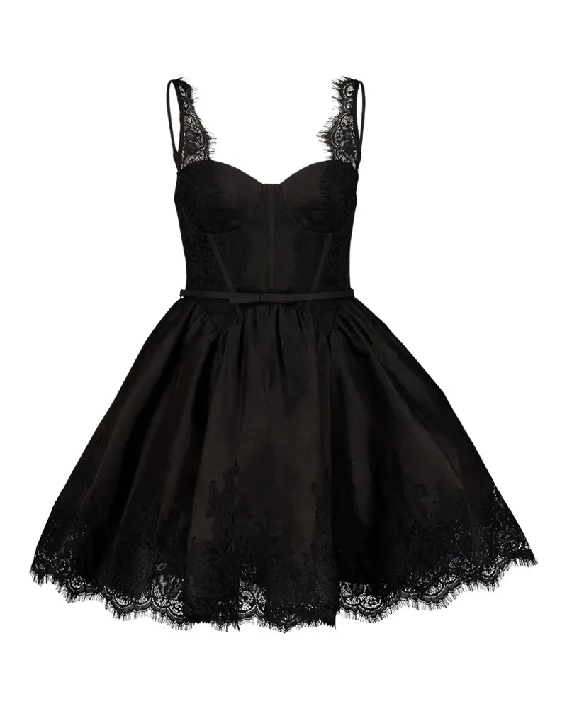 Zimmermann Valiant Minikleid mit Spitzenbesatz - Schwarz Schwarz