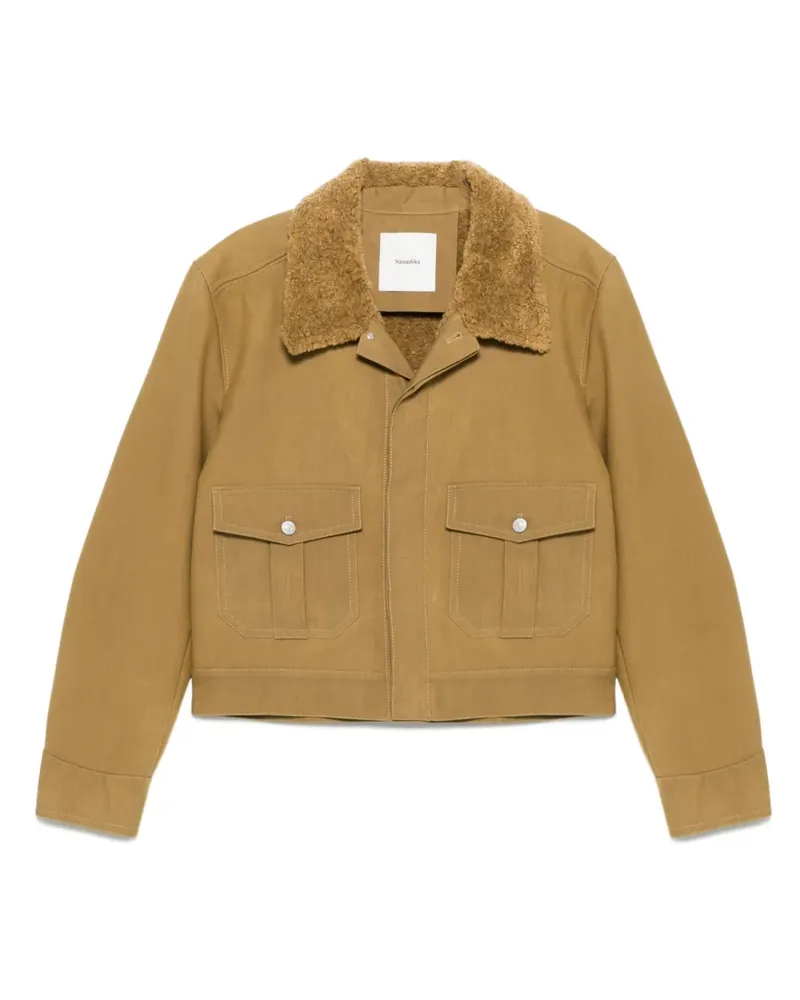 Nanushka Hemdjacke mit Kragen aus Faux Shearling - Nude Nude