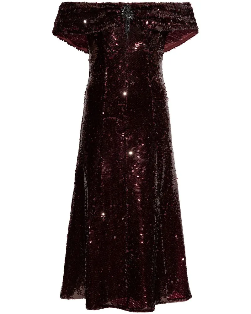 Self-Portrait Schulterfreies Kleid mit Pailletten - Braun Braun