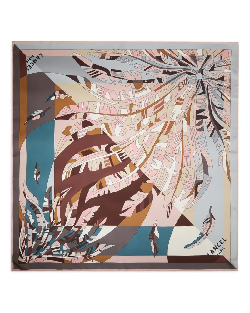 Lancel Seidenschal mit Feder-Print - Nude Nude