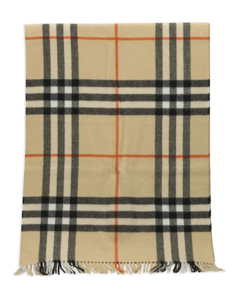 Burberry Karierter Schal mit Fransen - Nude Nude