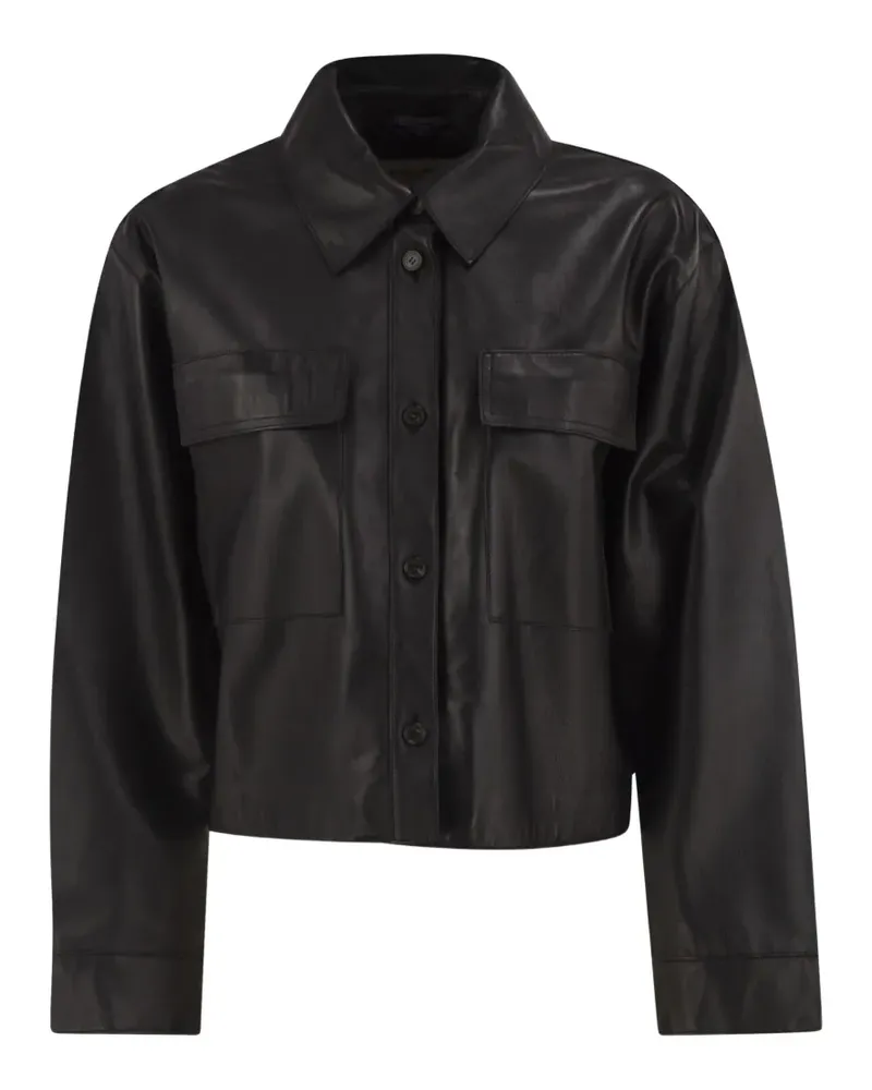 Max Mara cropped lamb leather jacket - Schwarz Schwarz