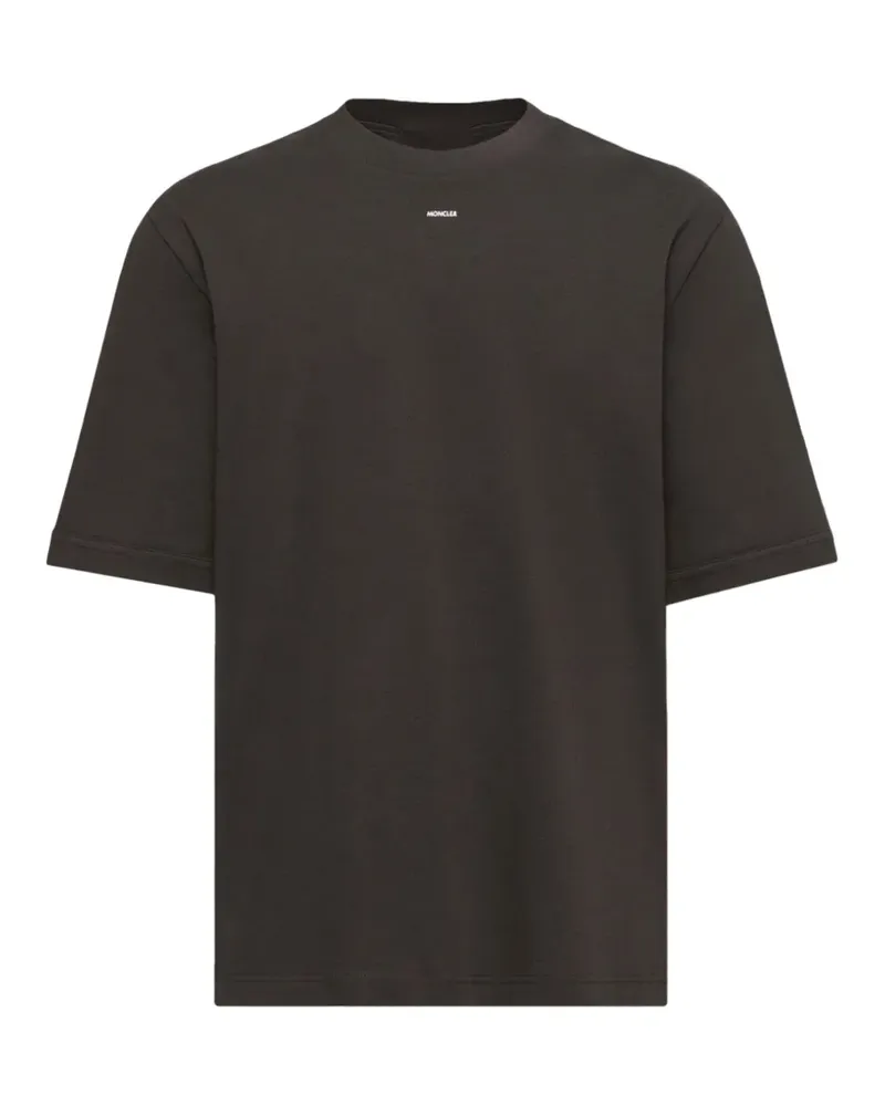 Moncler Kurzärmeliges T-Shirt mit Logo-Print - Schwarz Schwarz