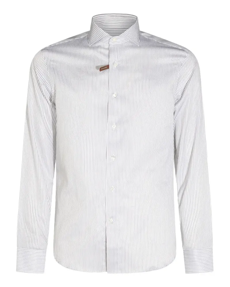 Canali Gestreiftes Hemd - Weiß Weiß