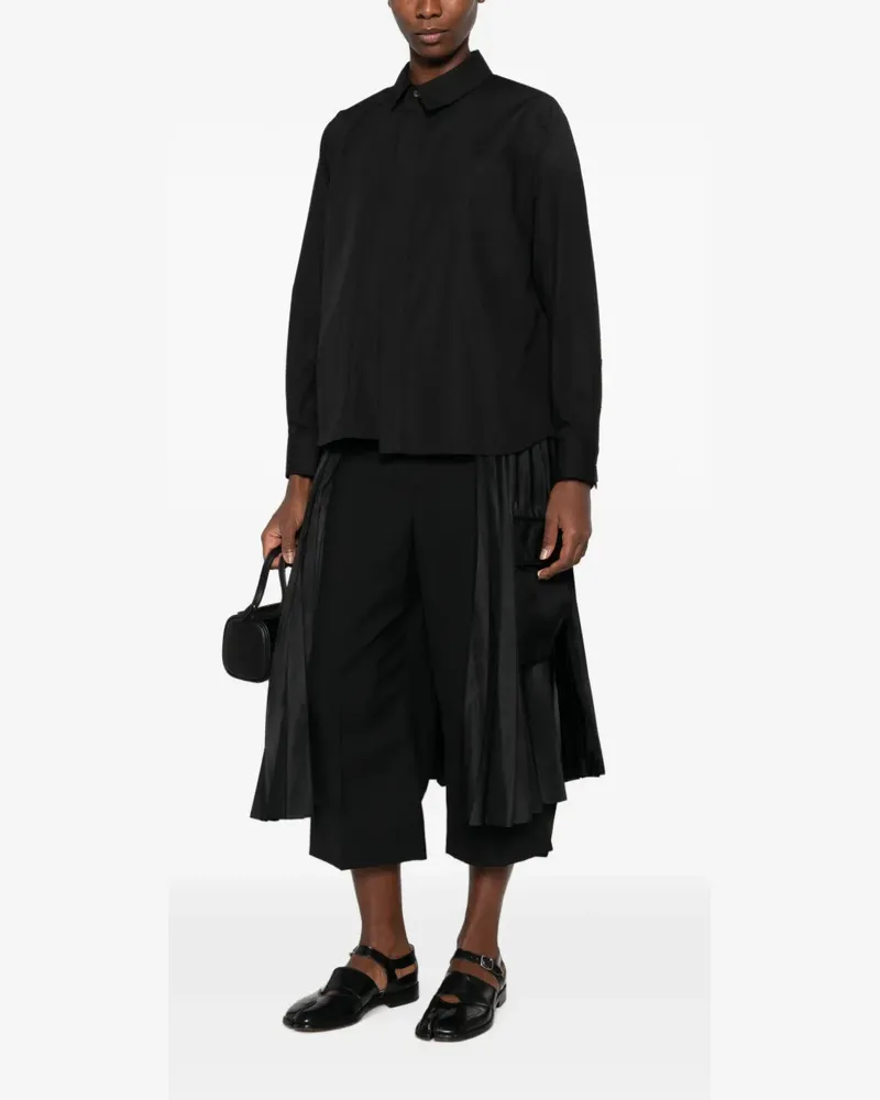 Sacai pleated-panel long-sleeve shirt - Schwarz Schwarz
