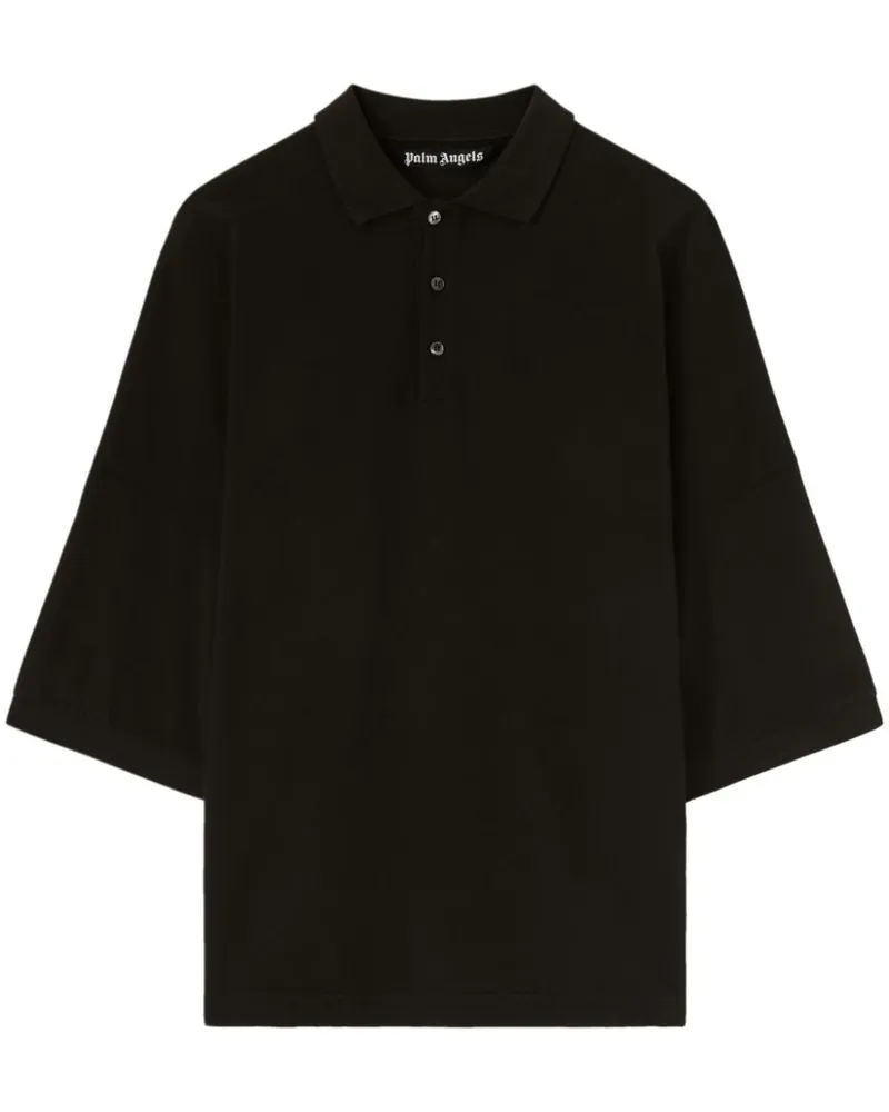Palm Angels Poloshirt mit Logo-Print - Schwarz Schwarz