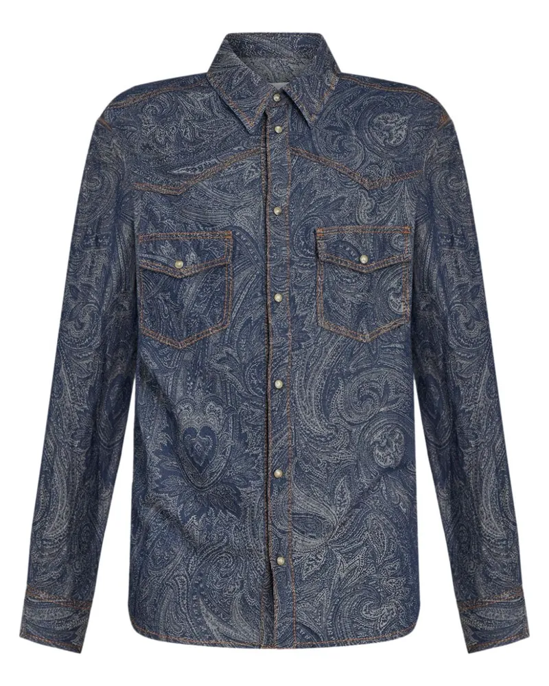 Etro Jeanshemd mit Paisley-Print - Blau Blau