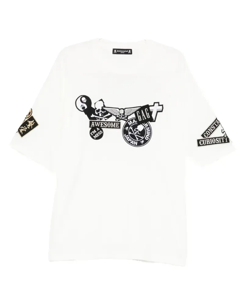 Mastermind Japan patch-detail round neck T-shirt - Weiß Weiß