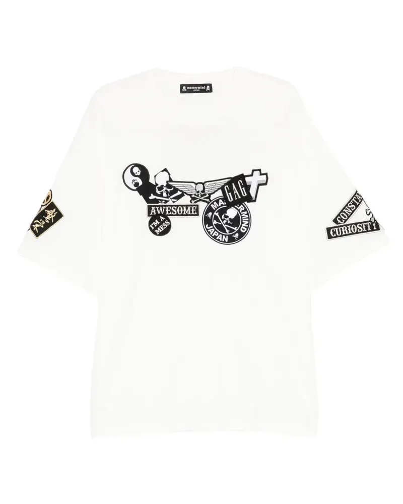 Mastermind Japan patch-detail round neck T-shirt - Weiß Weiß