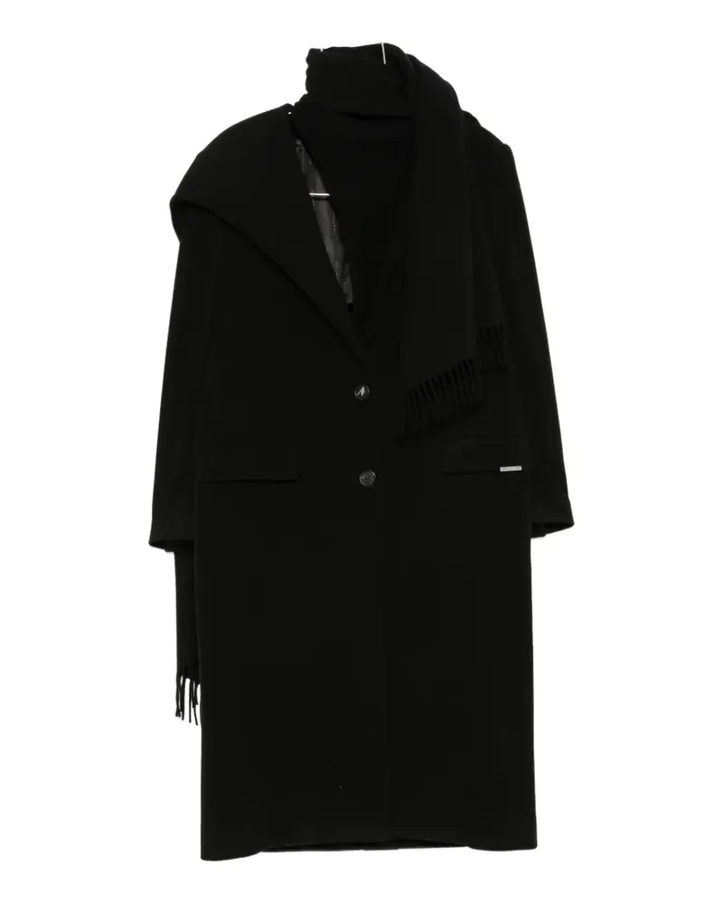 ATTICO fringed-scarf coat - Schwarz Schwarz