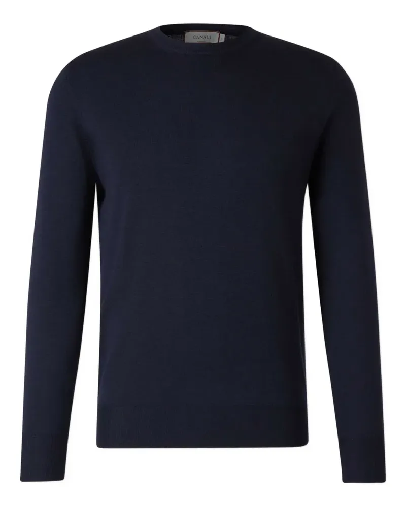 Canali Langärmeliger Pullover mit rundem Ausschnitt - Blau Blau