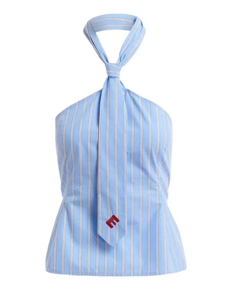 Essentiel tie-fastening striped-pattern top - Blau Blau