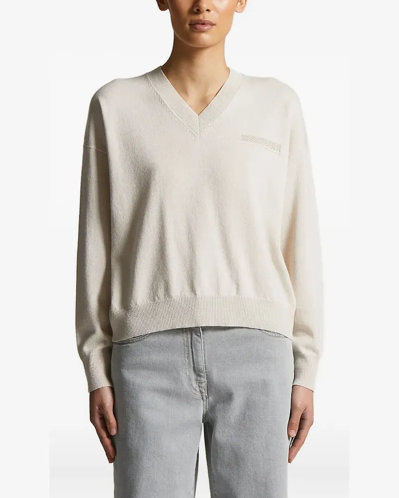 Peserico Verzierter Pullover mit V-Ausschnitt - Nude Nude