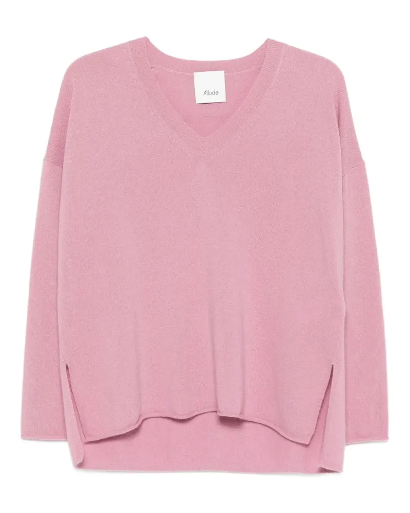 ALLUDE V-Ausschnitt-Pullover mit Schlitz - Rosa Rosa