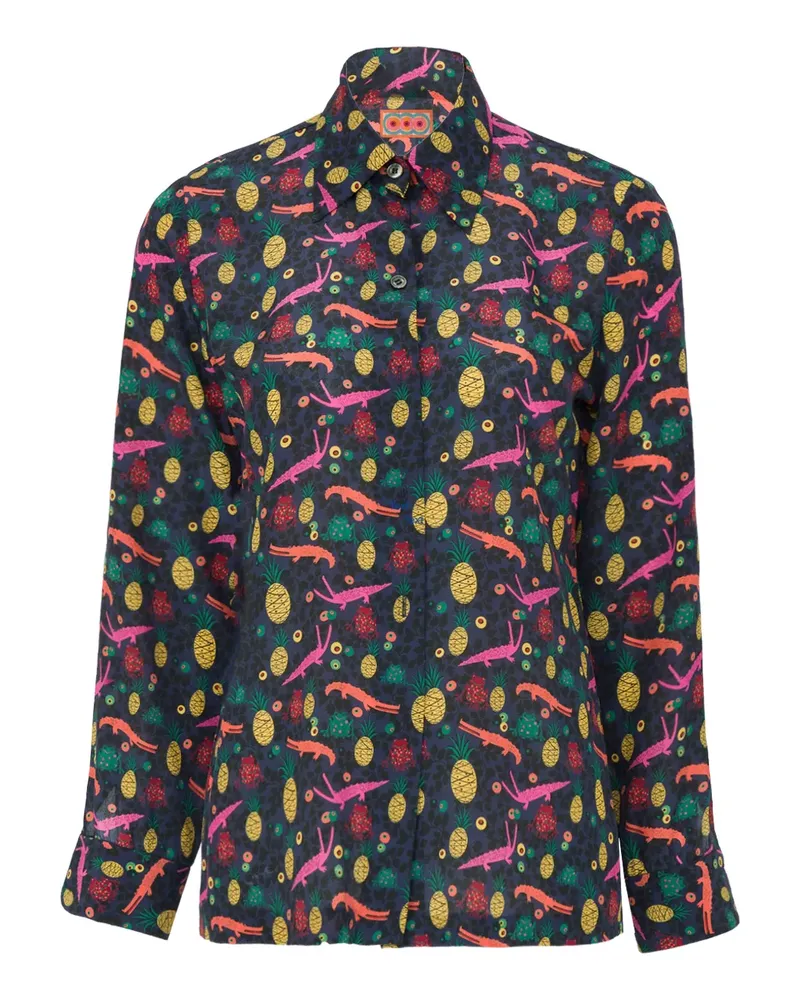 LHD pineapple alligator print blouse - Blau Blau