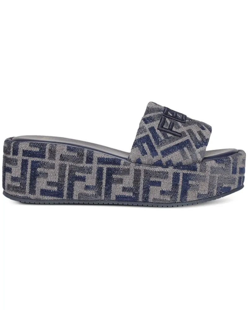 Fendi Sunshine Pantoletten mit FF - Grau Grau