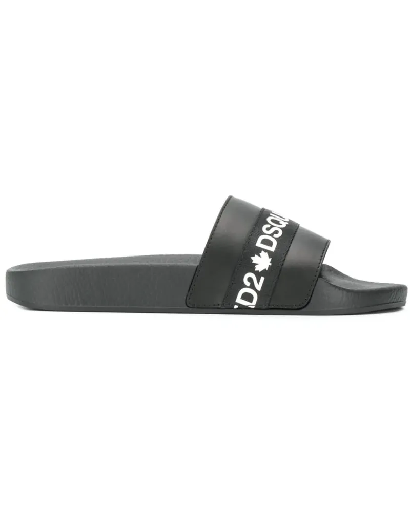 Dsquared2 Pantoletten mit Logo - Schwarz Schwarz
