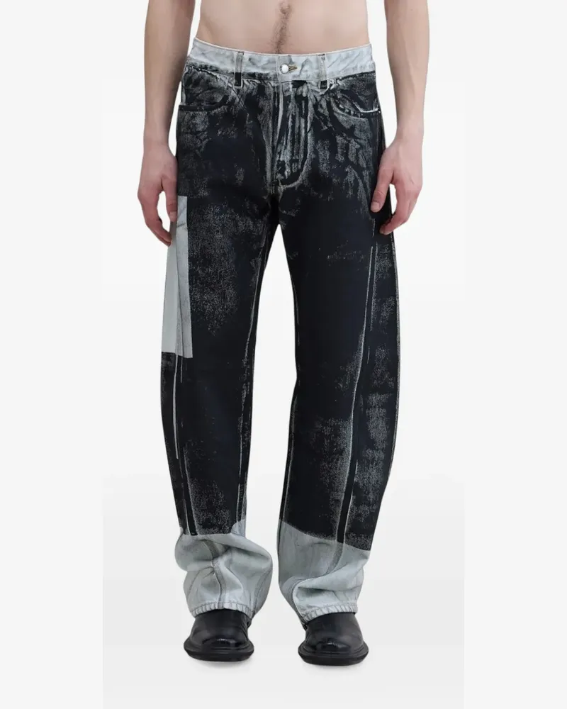 Eckhaus Latta Bend hand-painted jeans - Schwarz Schwarz