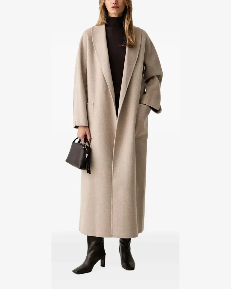 VICOLO belted shawl-collar coat - Nude Nude