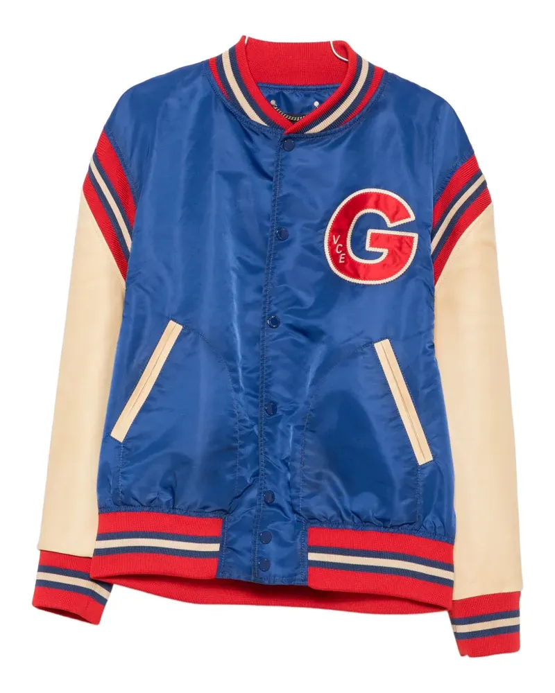 Golden Goose leather-sleeve Journey bomber jacket - Blau Blau