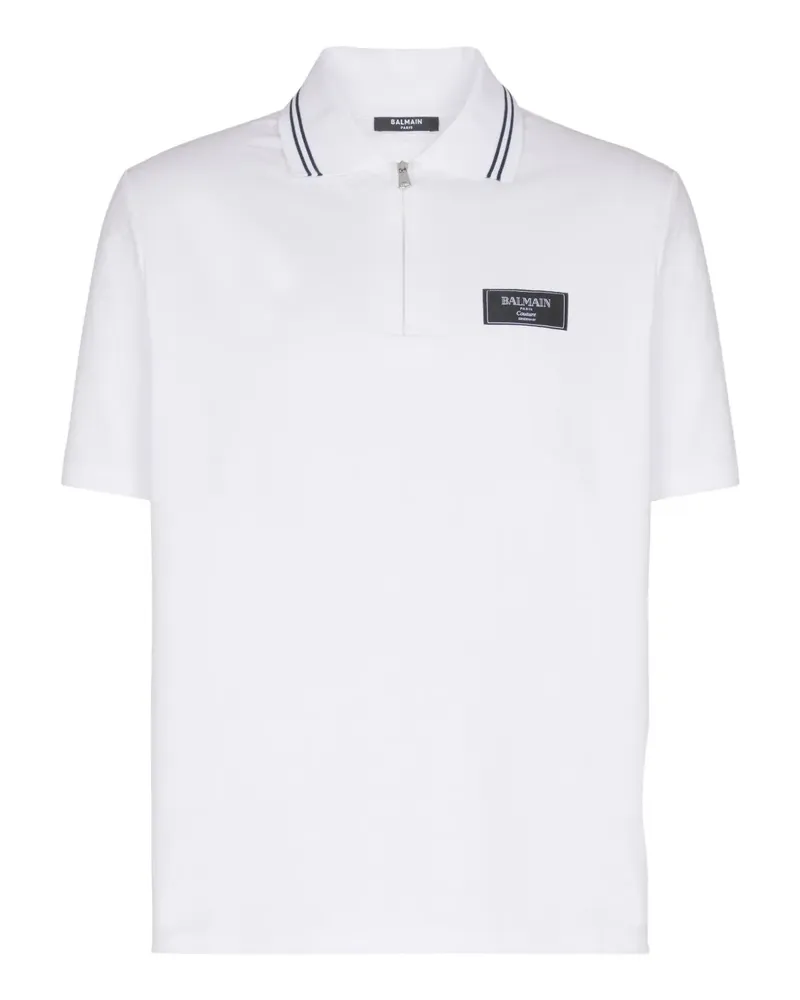 Balmain Poloshirt mit Monogrammmuster - Weiß Weiß