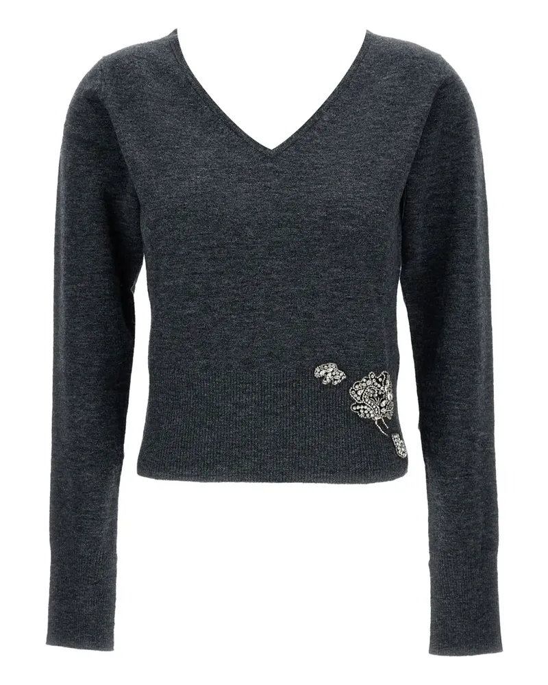 Erdem Verzierter Pullover mit V-Ausschnitt - Grau Grau