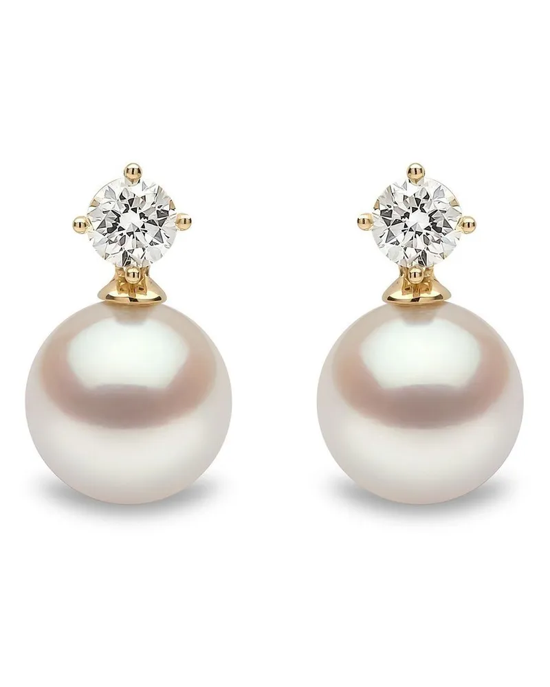 YOKO London 18kt Sleek Gelbgoldohrringe mit Akoya-Perlen und Diamanten Gold