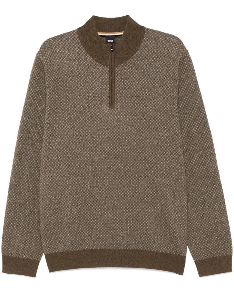 HUGO BOSS Klassischer Intarsien-Pullover - Braun Braun