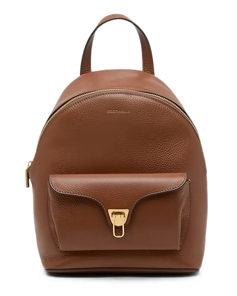 Coccinelle Beat Generation logo-print pebbled-leather backpack - Braun Braun