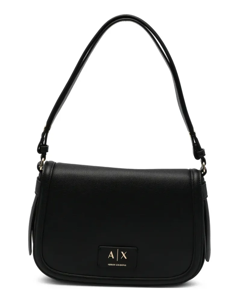 Armani Exchange logo-plaque leather shoulder bag - Schwarz Schwarz