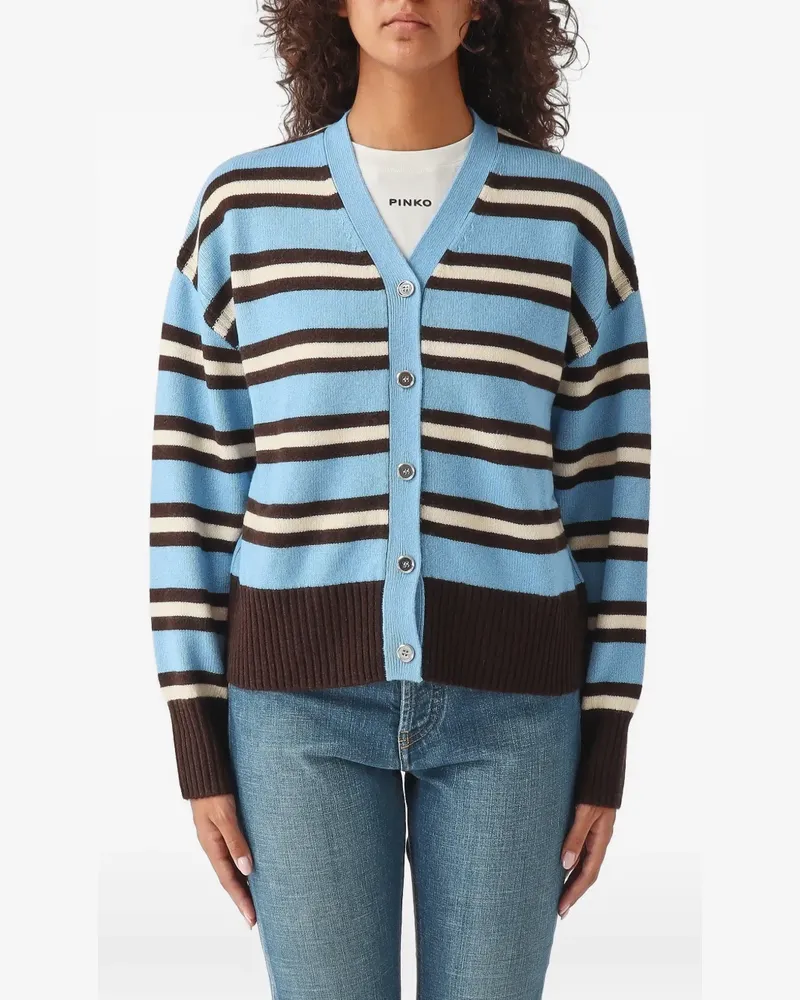 Pinko striped V-neck cardigan - Blau Blau
