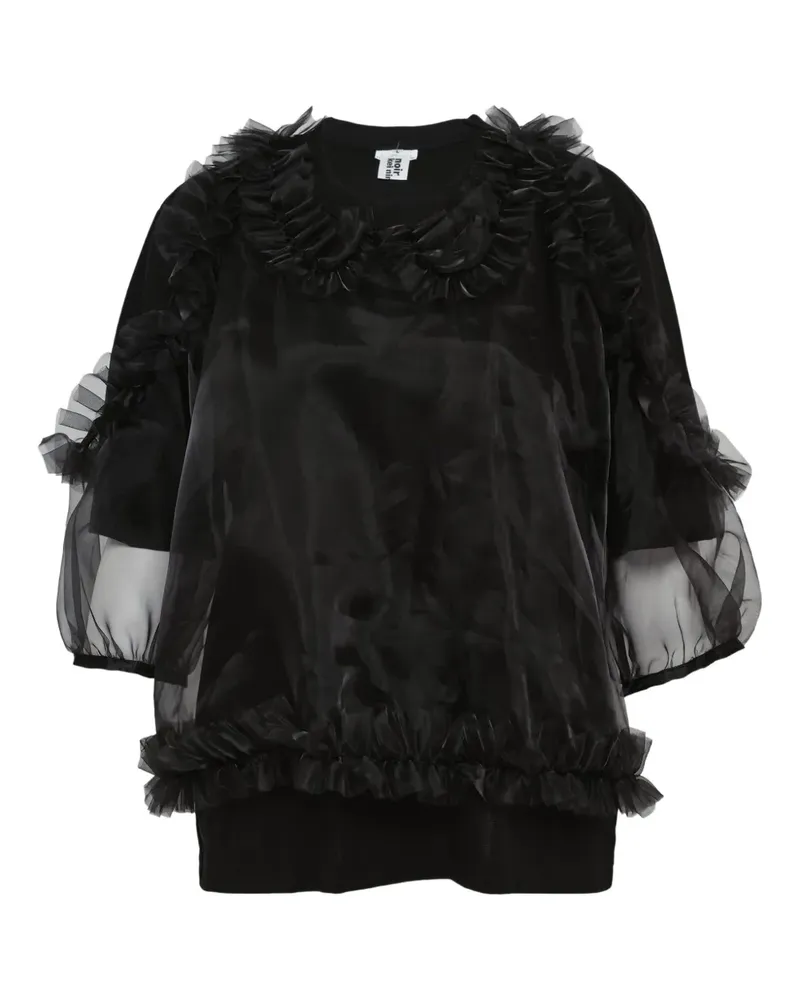 Noir Kei Ninomiya Gerüschtes Organza-T-Shirt - Schwarz Schwarz