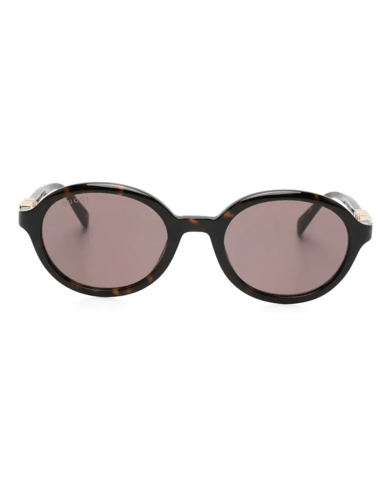 Gucci Ovale Sonnenbrille mit Logo-Detail - Braun Braun
