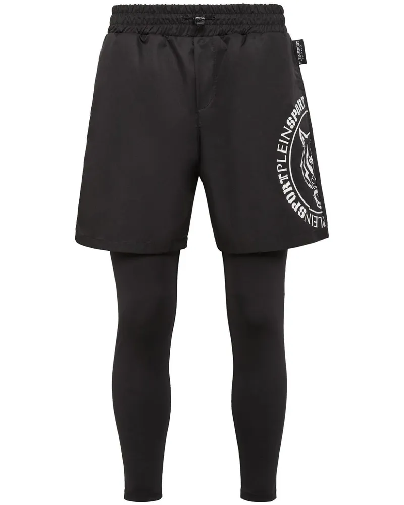Philipp Plein Leggings im Layering-Look - Schwarz Schwarz