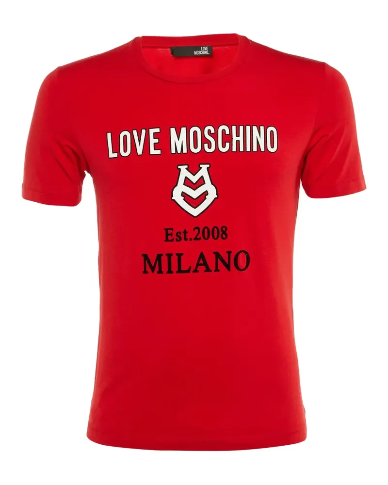 Moschino logo-print crew-neck T-Shirt - Rot Rot