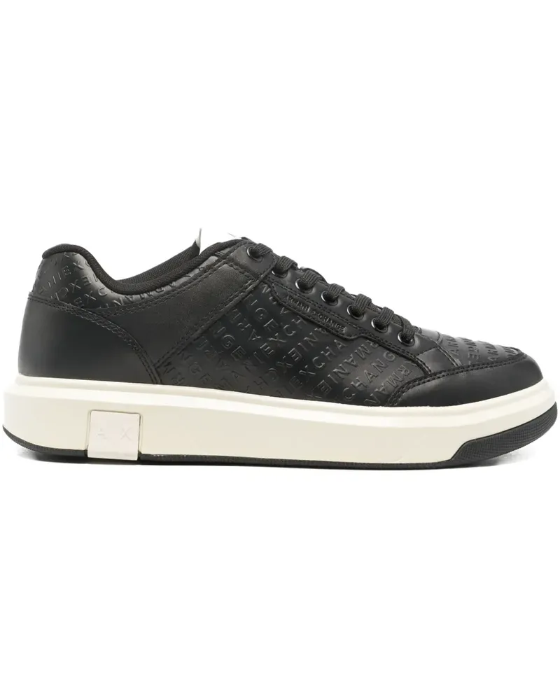 Armani Exchange embossed- lettering sneakers - Schwarz Schwarz