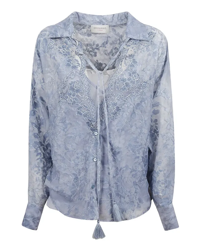Ermanno Scervino floral-lace shirt - Blau Blau
