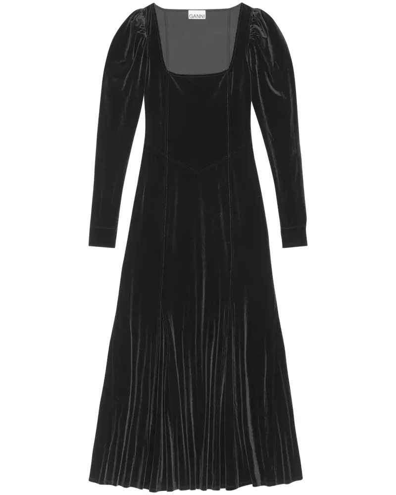 Ganni Maxikleid aus Samt - Schwarz Schwarz