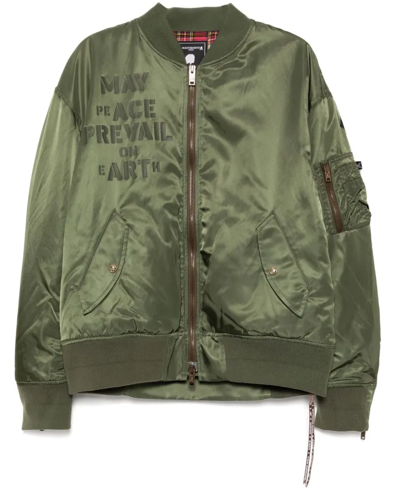 Mastermind World Bomberjacke mit Logo-Print - Grün Grün