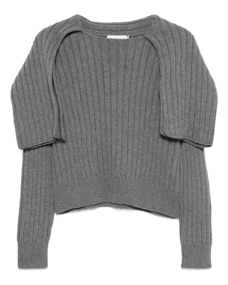 Brandon Maxwell ribbed scarf-detail sweater - Grau Grau