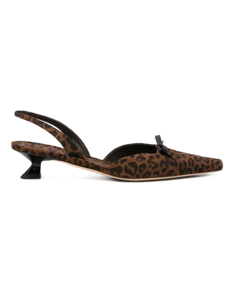 3JUIN leopard-print bow-detail pumps - Braun Braun