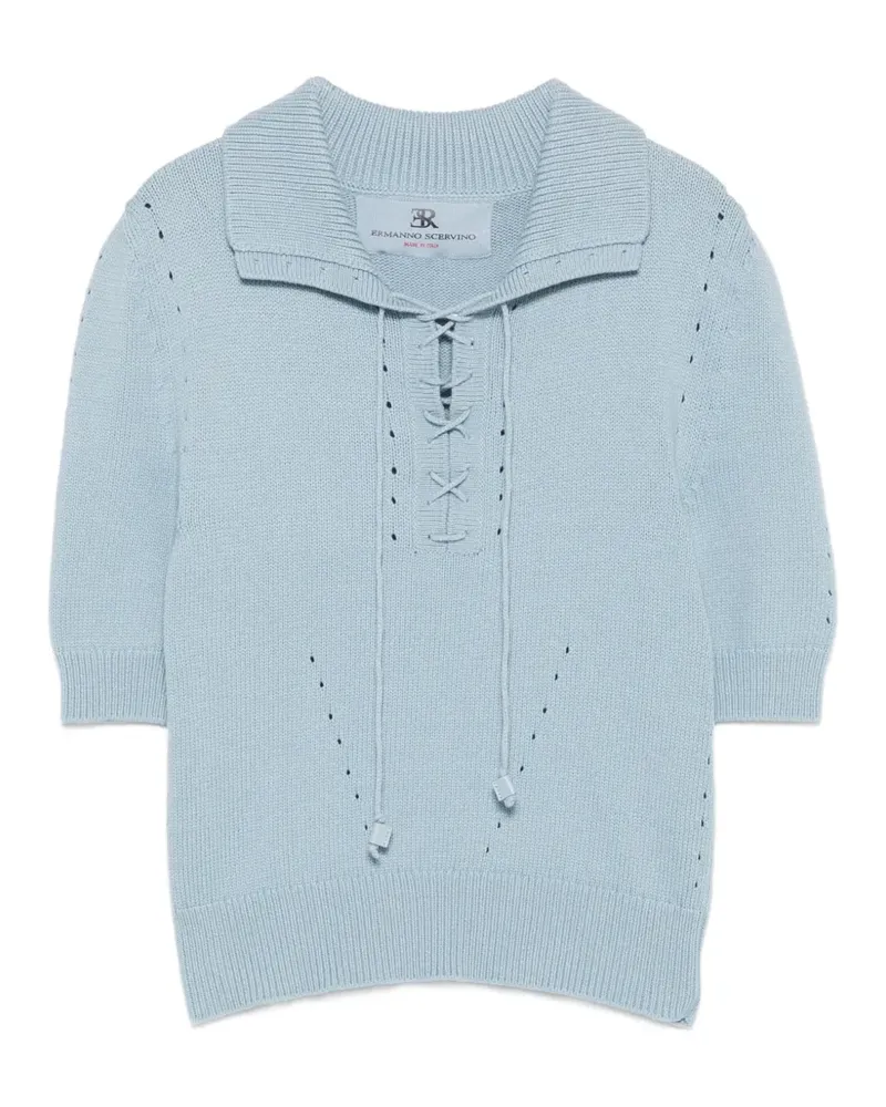 Ermanno Scervino lace-up short-sleeve T-shirt - Blau Blau