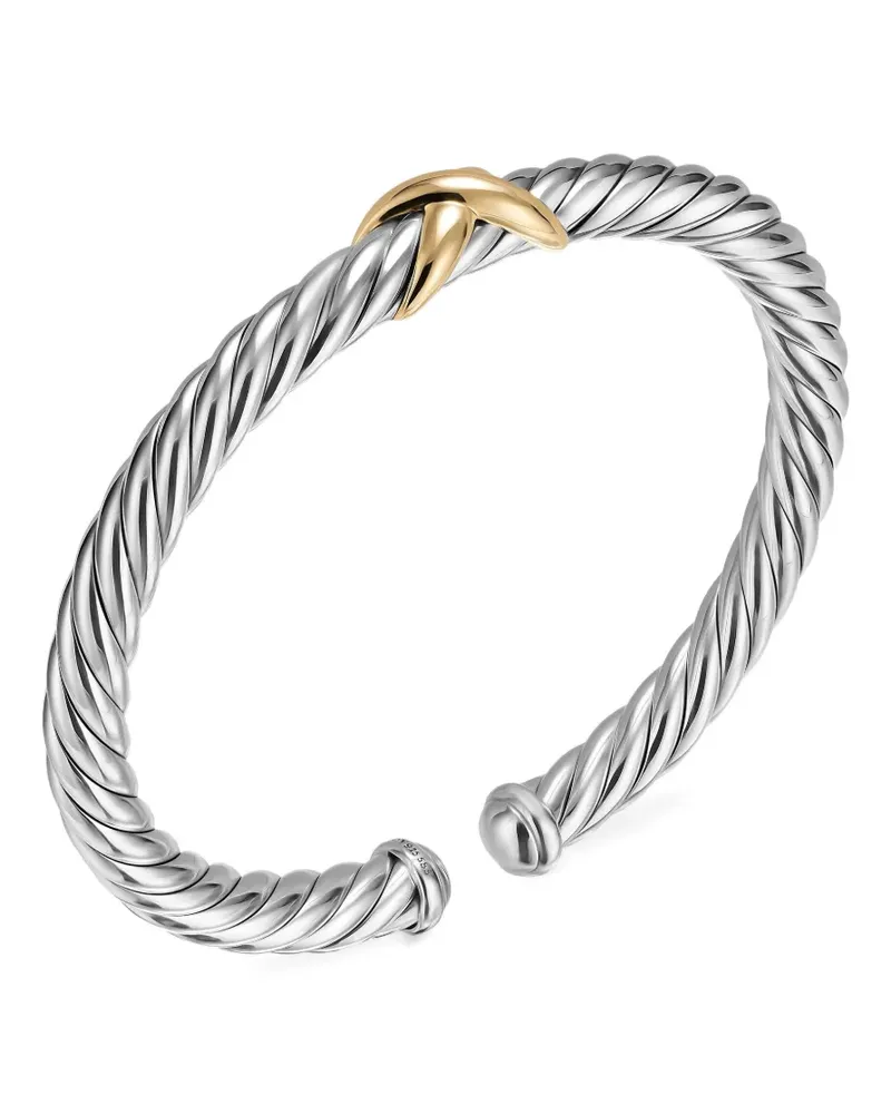 David Yurman sterling silver/14K yellow gold Cable Flex® X bracelet - Silber Silber